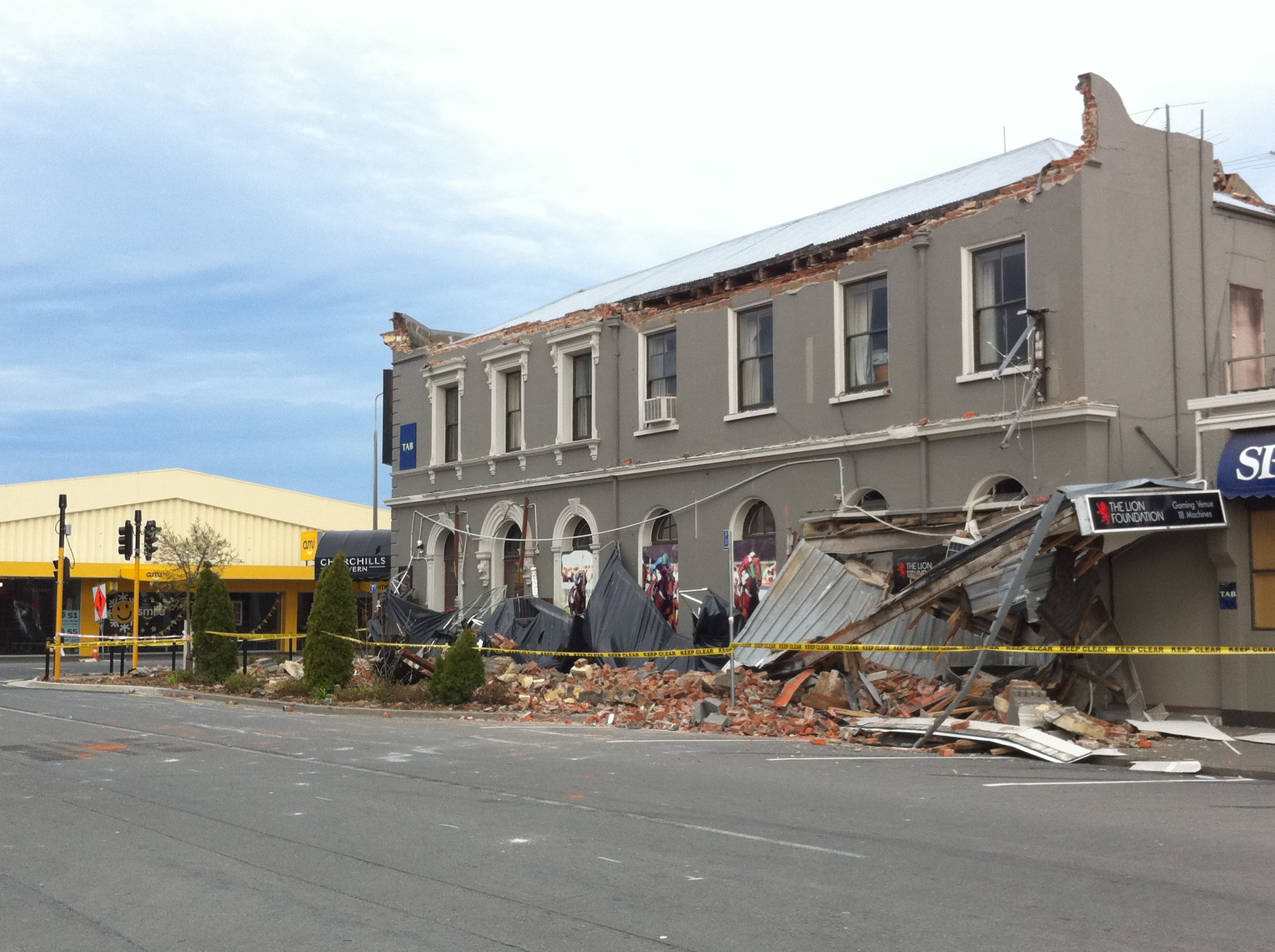 Beschadigd gebouw in Christchurch